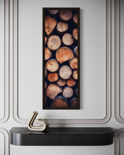 Tall Narrow Vertical Stack of Wood Rustic Framed Canvas Wall Art