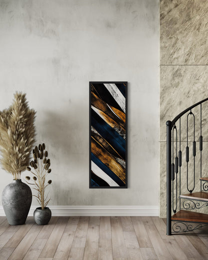 Tall Narrow Vertical Wood Planks Rustic Framed Canvas Wall Art
