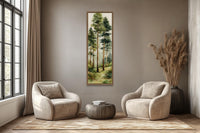 Tall Narrow Watercolor Pine Forest Vertical Canvas Wall Art