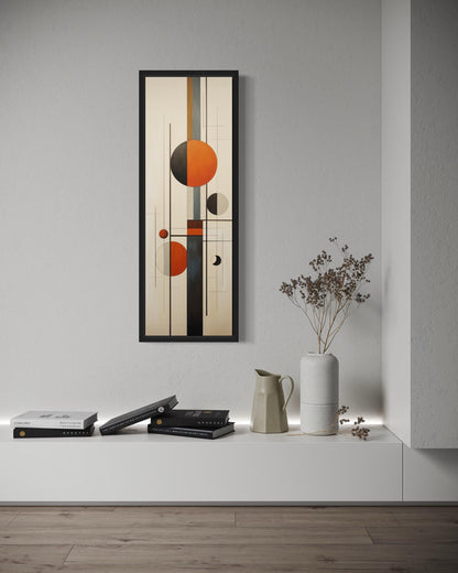 Tall Vertical Abstract Geometric Mid Century Modern Wall Art