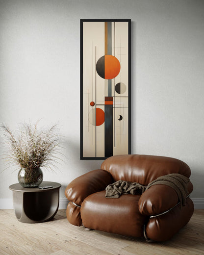 Tall Vertical Abstract Geometric Mid Century Modern Wall Art