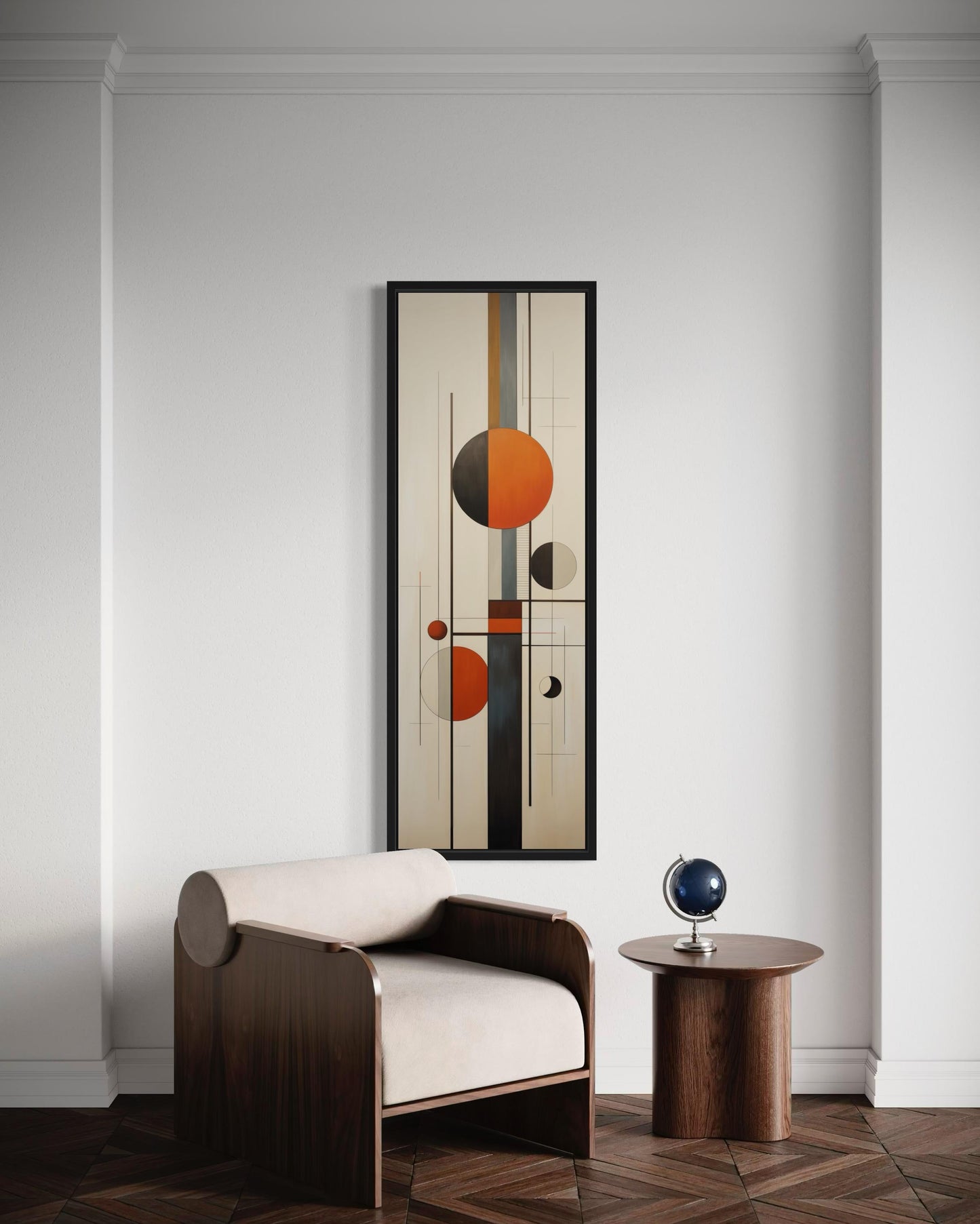 Tall Vertical Abstract Geometric Mid Century Modern Wall Art