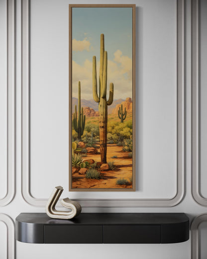 Tall Vertical Saguaro Cactus Canvas Wall Art