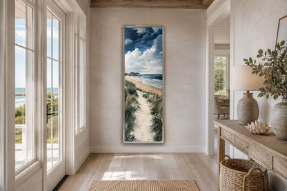 Tall Narrow Seashore Beach Coastal Vertical Framed Canvas Wall Art