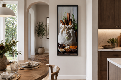Tall Narrow Vertical Herbs And Spices Kitchen Framed Canvas Wall Art