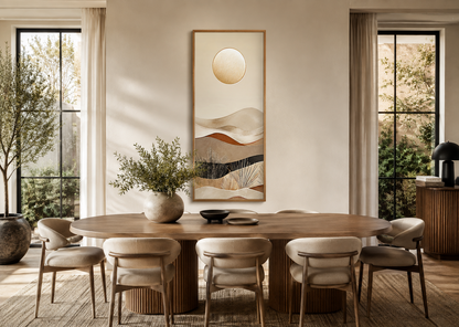 Tall Narrow Boho Desert And Sun Canvas Vertical Wall Art
