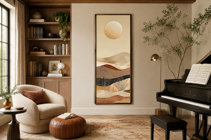 Tall Narrow Boho Desert And Sun Canvas Vertical Wall Art