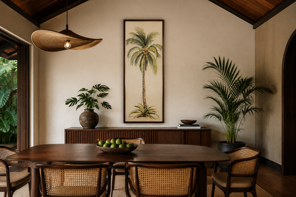 Tall Narrow Mid Century Modern Palm Tree Vertical Wall Art