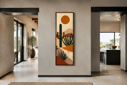 Midcentury Modern Desert Cactus Tall Narrow Vertical Wall Art