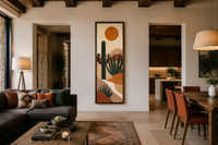 Midcentury Modern Desert Cactus Tall Narrow Vertical Wall Art