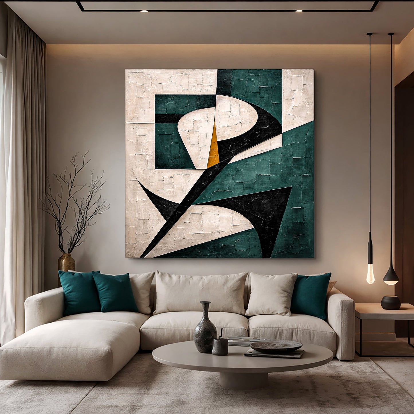 Teal Harmony Geometric Abstract Wall Art