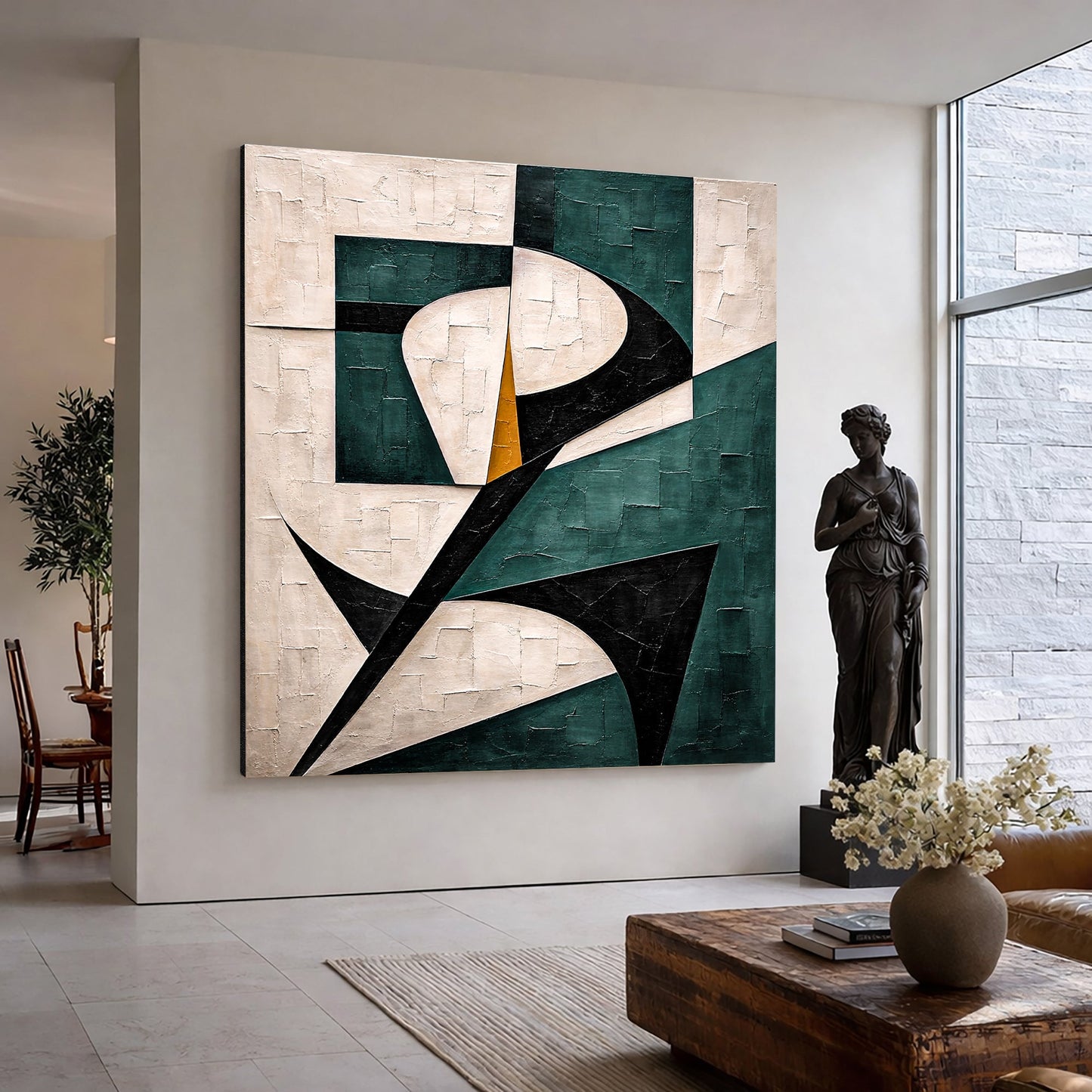Teal Harmony Geometric Abstract Wall Art
