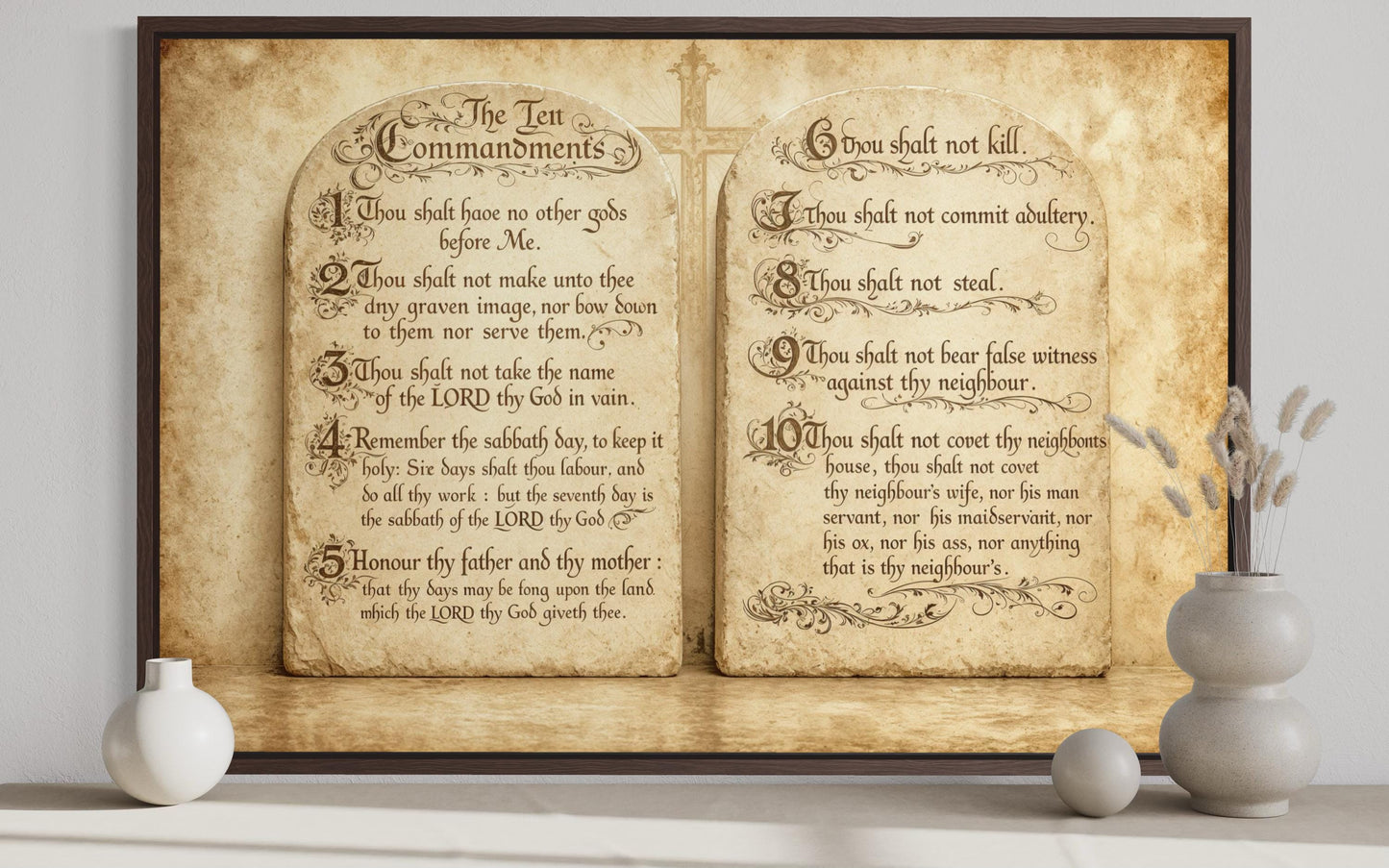 Ten Commandments Christian Scripture Canvas Wall Art