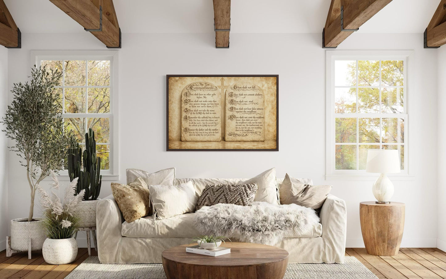 Ten Commandments Christian Scripture Canvas Wall Art