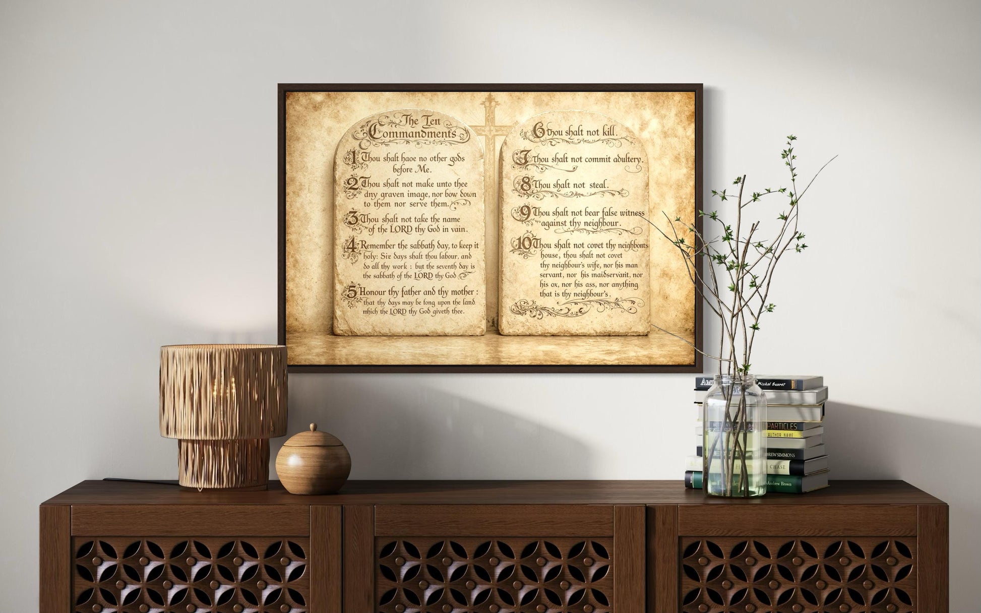 Ten Commandments Christian Scripture Canvas Wall Art