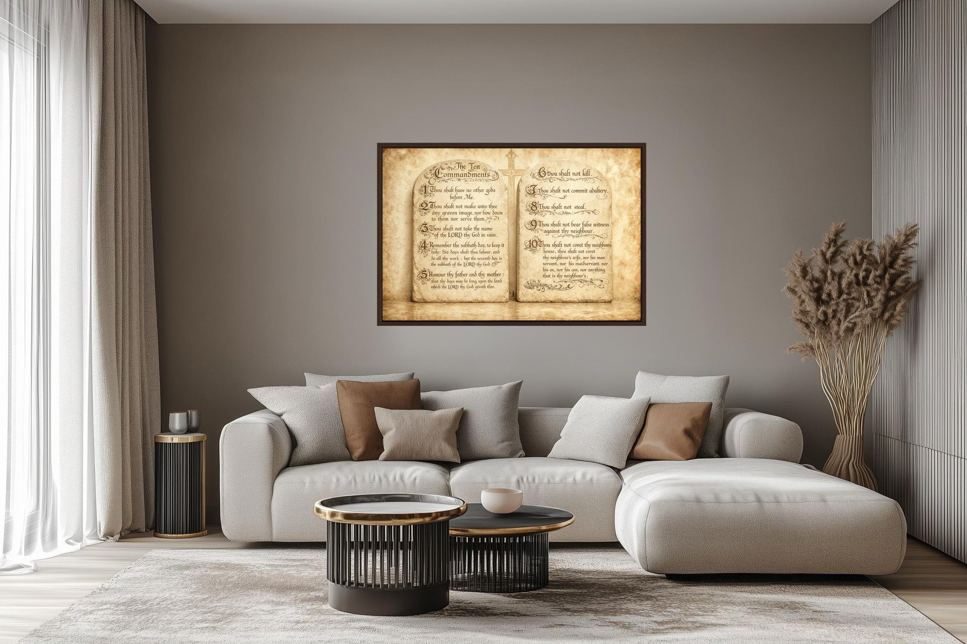 Ten Commandments Christian Scripture Canvas Wall Art