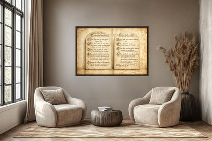Ten Commandments Christian Scripture Canvas Wall Art