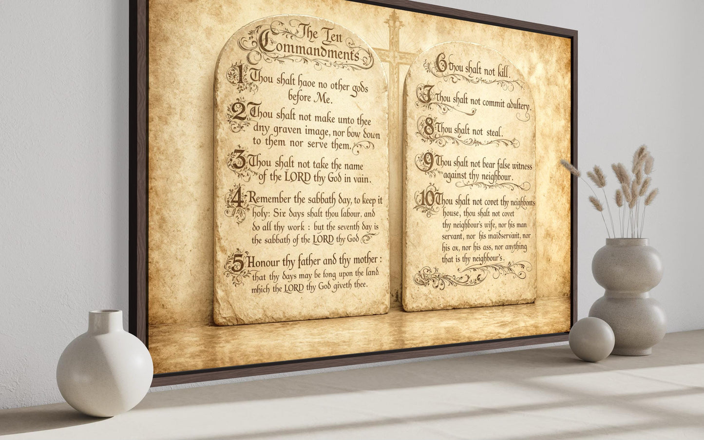 Ten Commandments Christian Scripture Canvas Wall Art