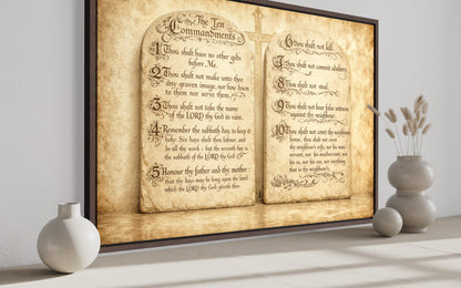 Ten Commandments Christian Scripture Canvas Wall Art