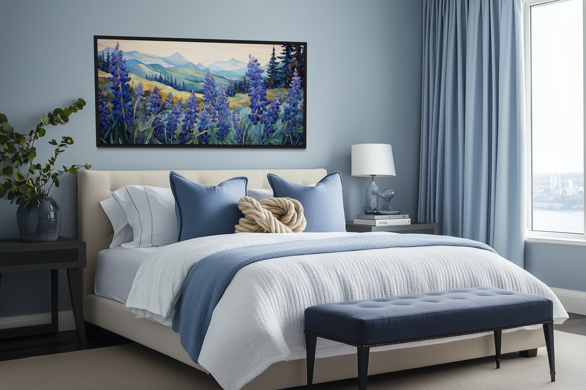 Texas Bluebonnets Wall Art – Framed Canvas Print | Rustic Farmhouse Decor