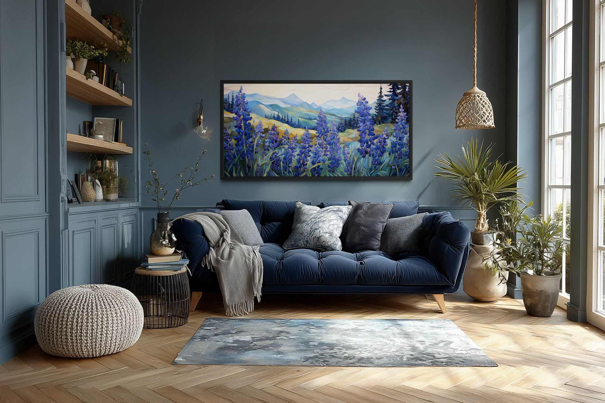 Texas Bluebonnets Wall Art – Framed Canvas Print | Rustic Farmhouse Decor