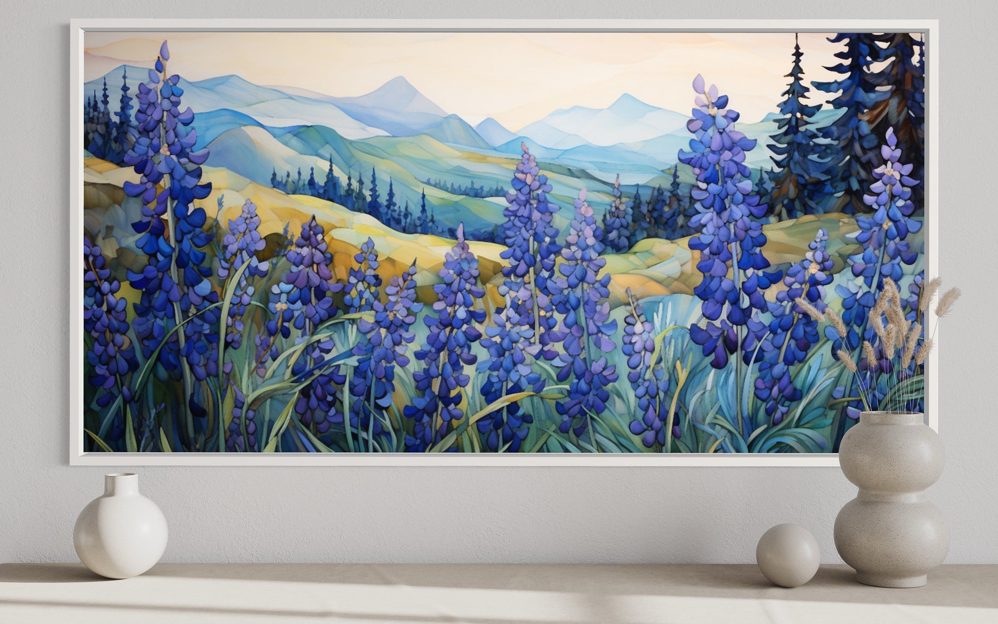 Texas Bluebonnets Wall Art – Framed Canvas Print | Rustic Farmhouse Decor