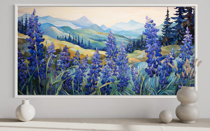 Texas Bluebonnets Wall Art – Framed Canvas Print | Rustic Farmhouse Decor