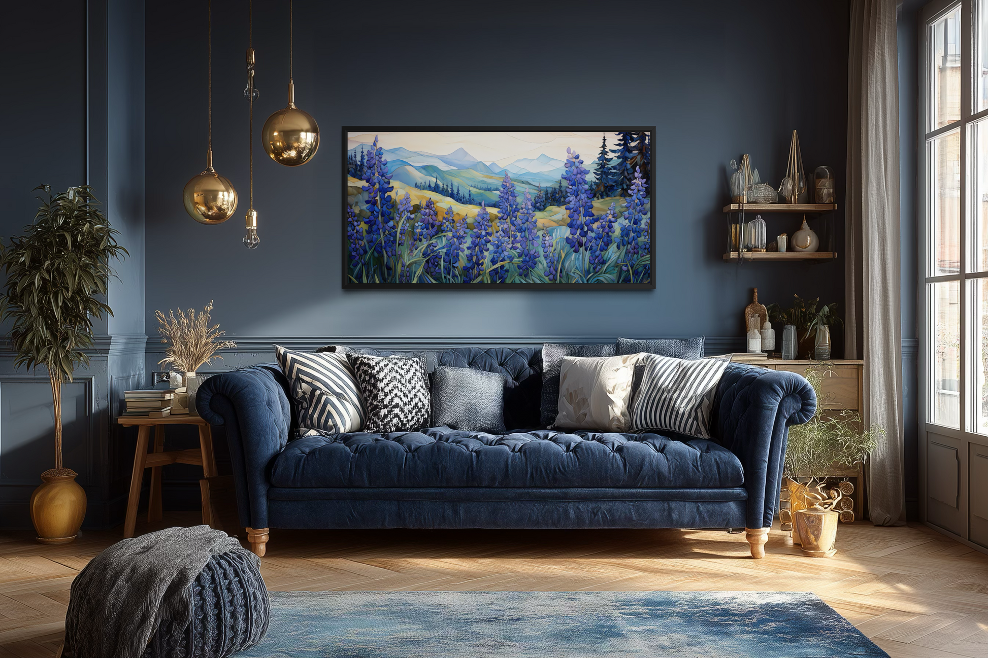 Texas Bluebonnets Wall Art – Framed Canvas Print | Rustic Farmhouse Decor
