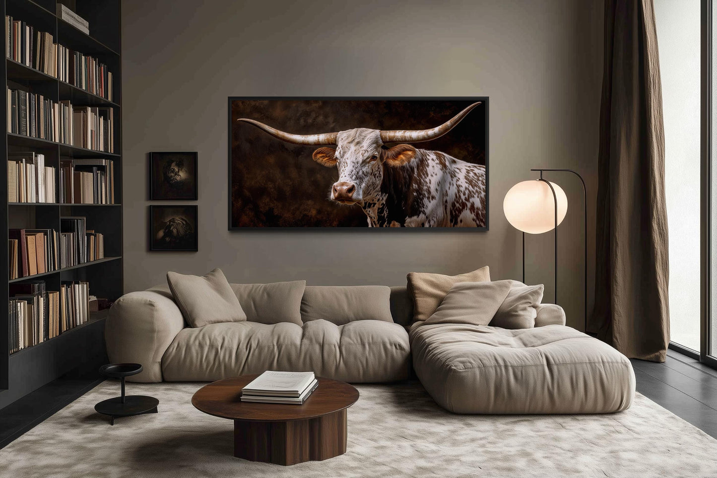 Texas Longhorn Wall Art - Rustic Cattle Painting | Western Farm Decor Canvas Print