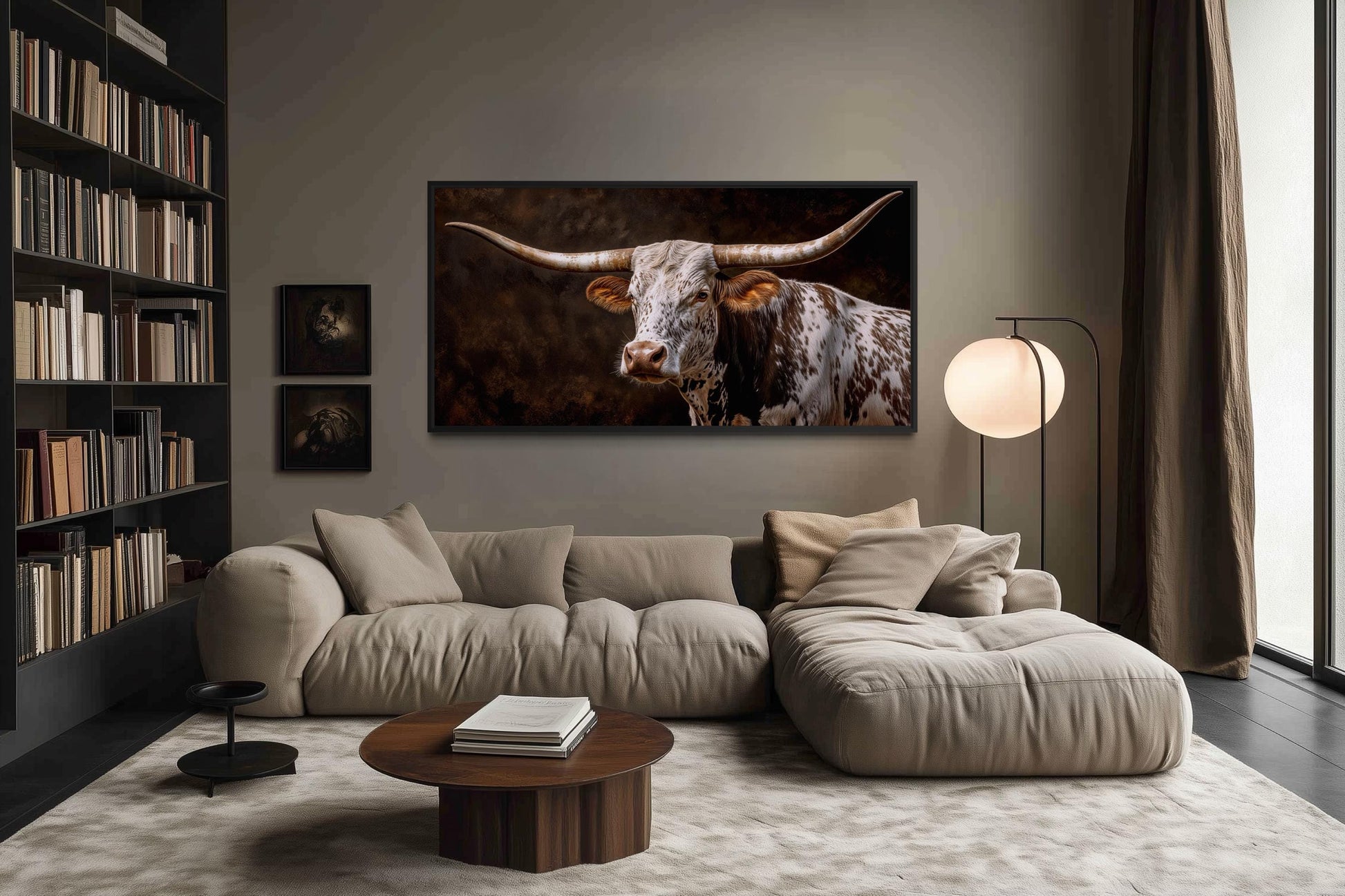 Texas Longhorn Wall Art - Rustic Cattle Painting | Western Farm Decor Canvas Print