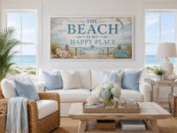 The Beach Is My Happy Place Sign Coastal Beach House Wall Art