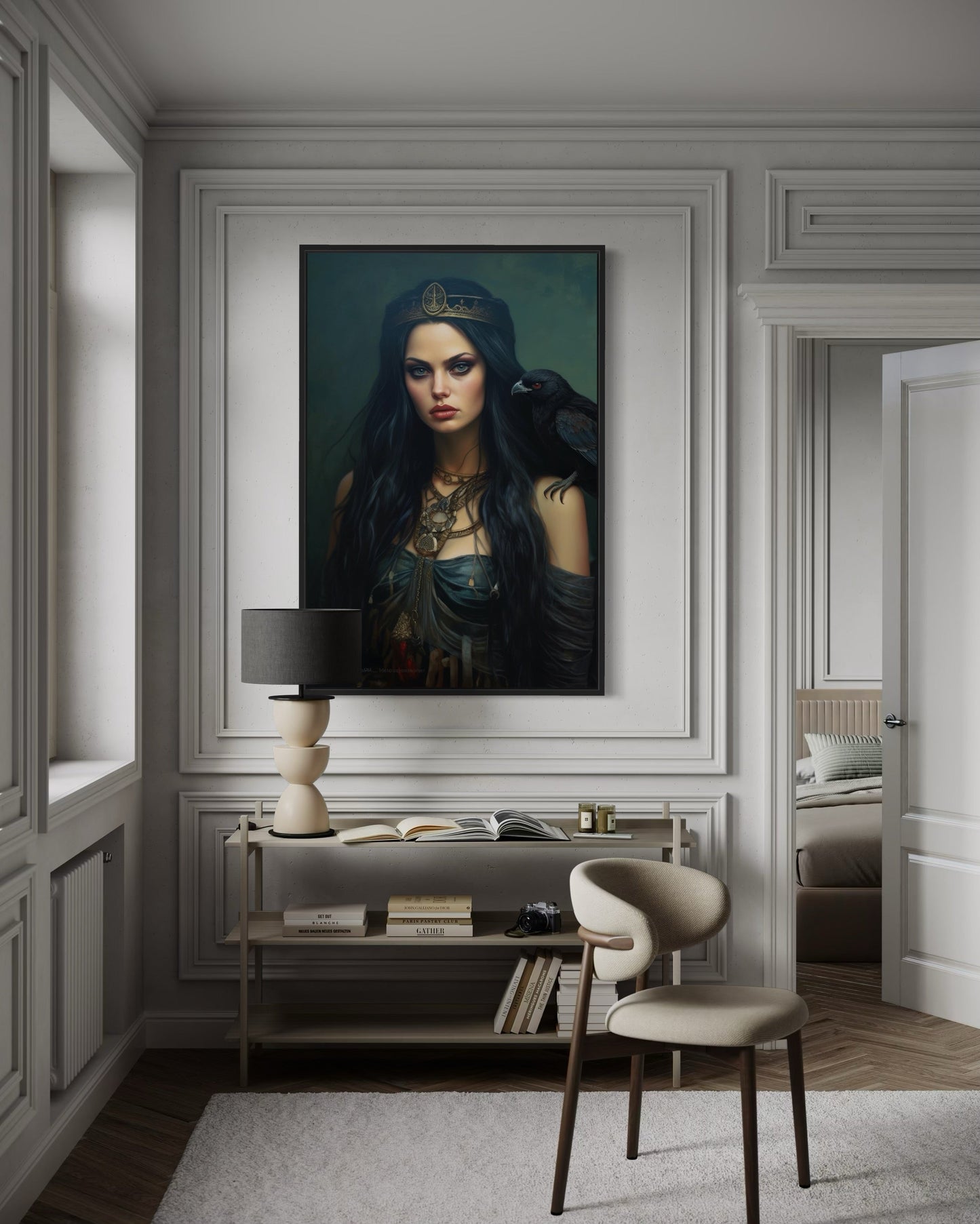The Morrigan Warrior-Queen Celtic Goddess Framed Canvas Wall Art