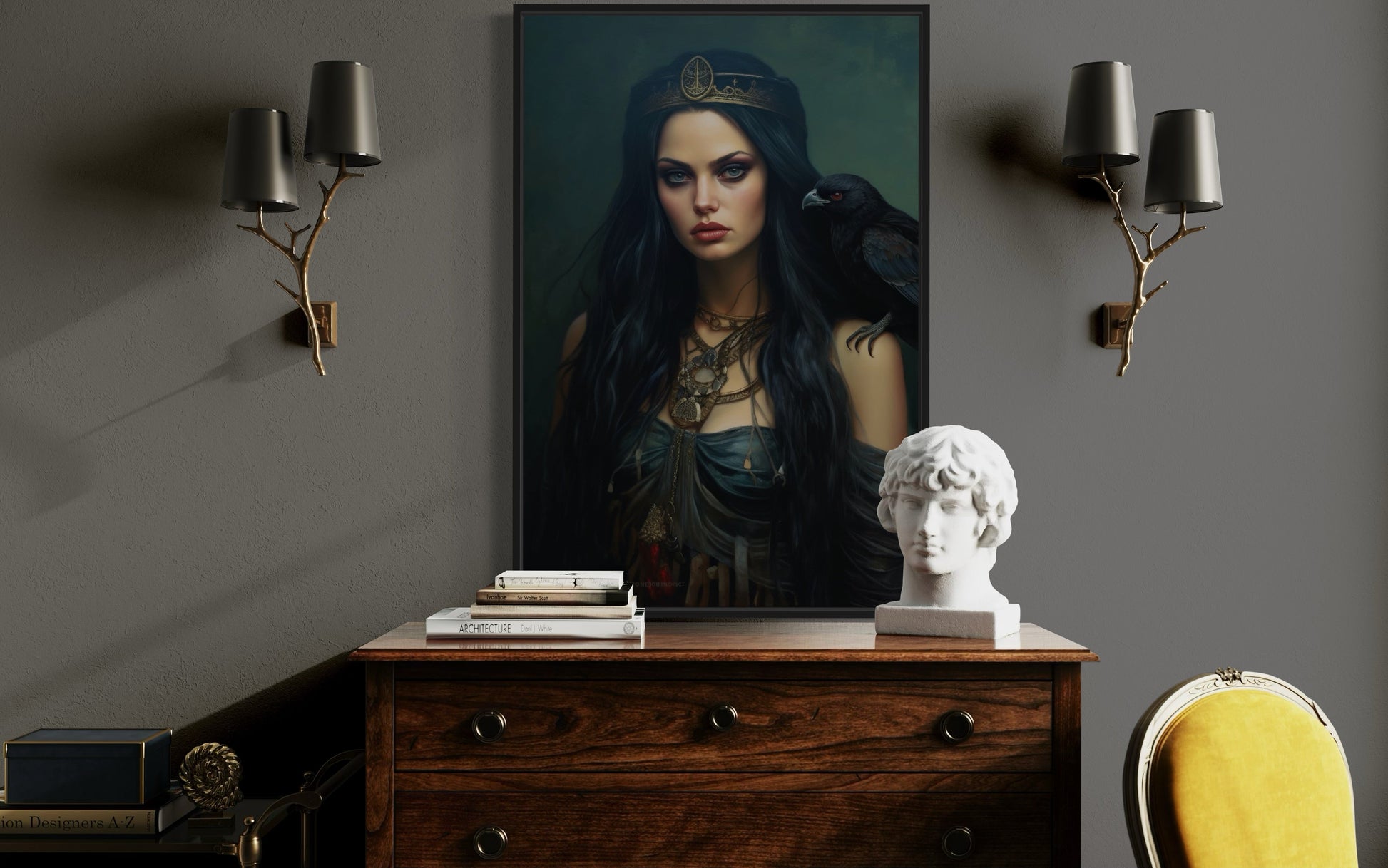 The Morrigan Warrior-Queen Celtic Goddess Framed Canvas Wall Art