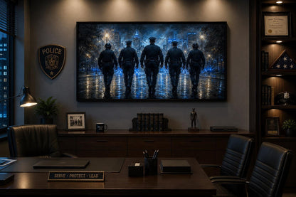 Thin Blue Line Canvas Police Wall Art - Law Enforcement Decor for Office & Home