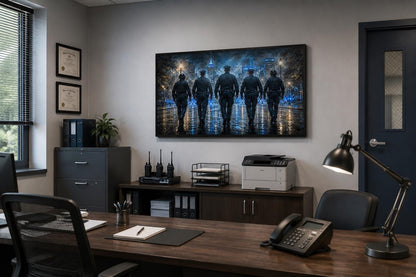 Thin Blue Line Canvas Police Wall Art - Law Enforcement Decor for Office & Home
