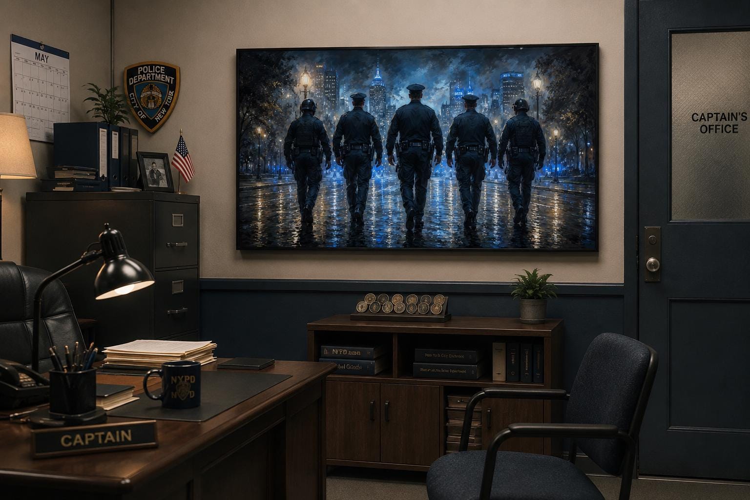 Thin Blue Line Canvas Police Wall Art - Law Enforcement Decor for Office & Home