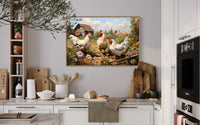 Three Chickens On the Farm Farmhouse Kitchen Wall Decor Canvas Wall Art