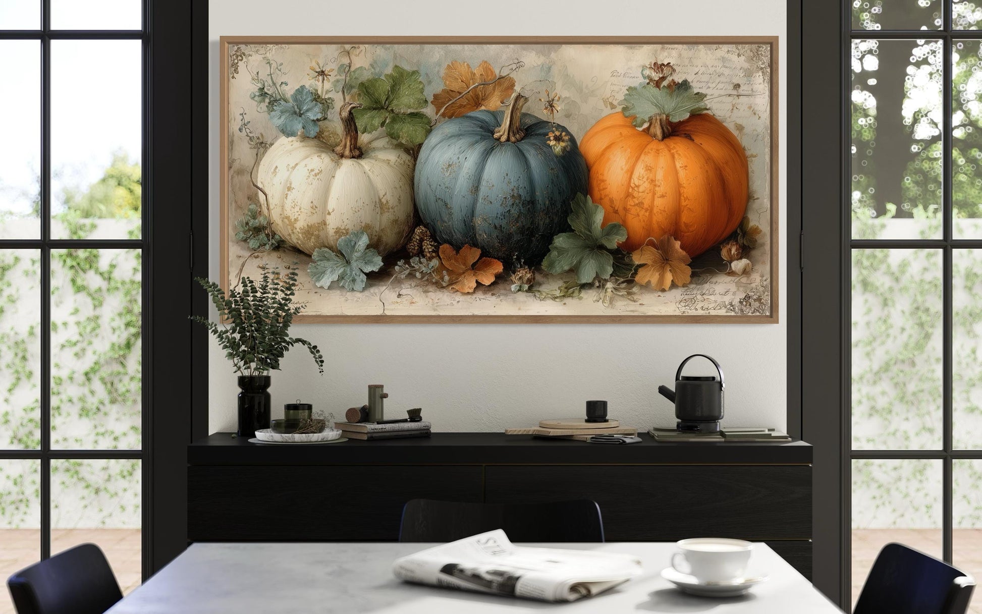 Three Pumpkins Wall Art For Kitchen Or Dining Room Decor