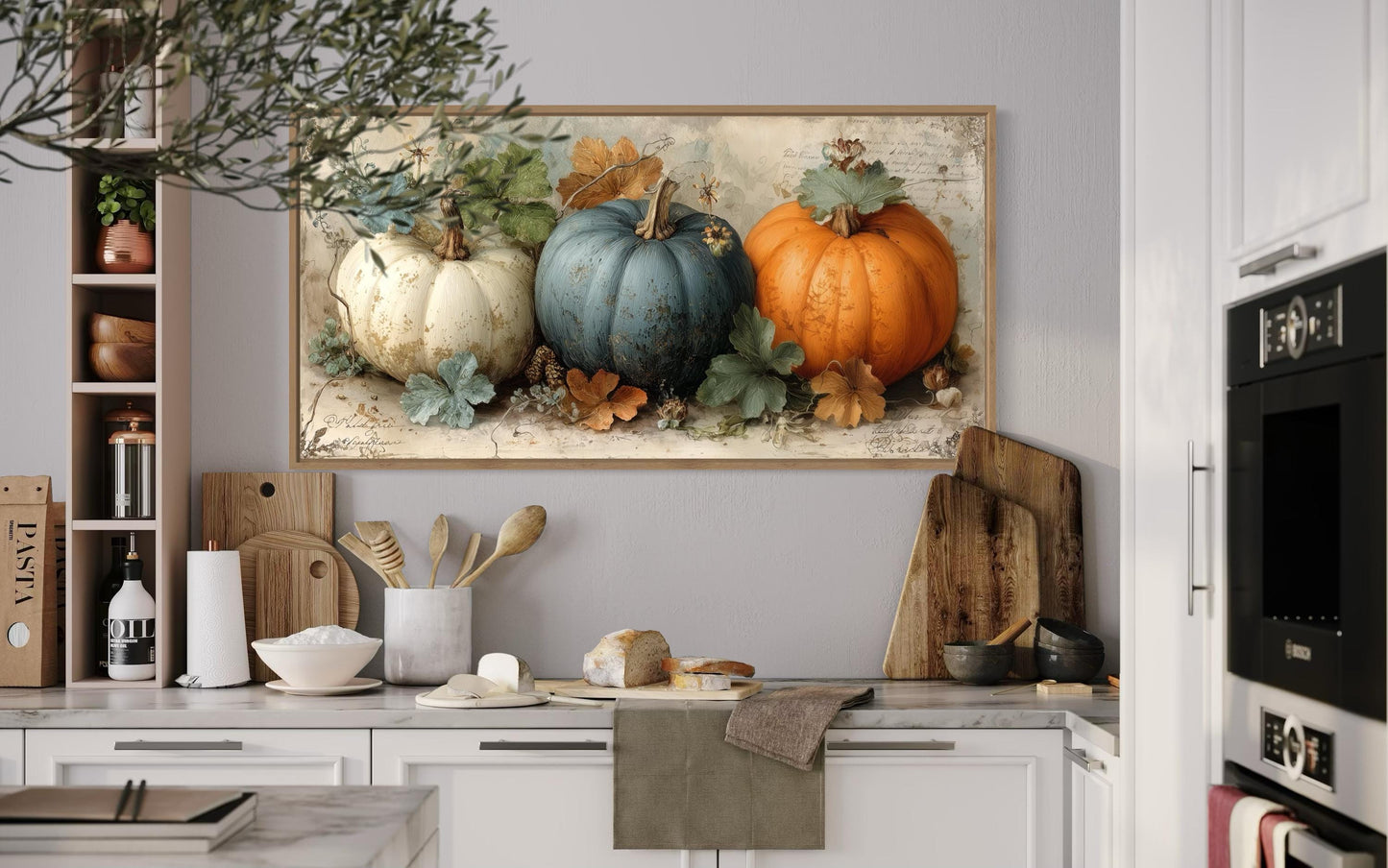 Three Pumpkins Wall Art For Kitchen Or Dining Room Decor