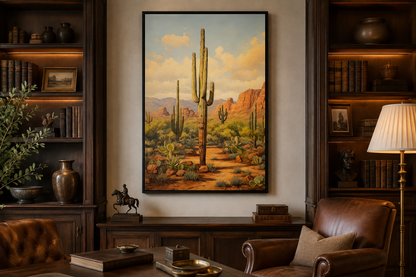 Saguaro Cactus in Arizona Desert Framed Canvas Wall Art