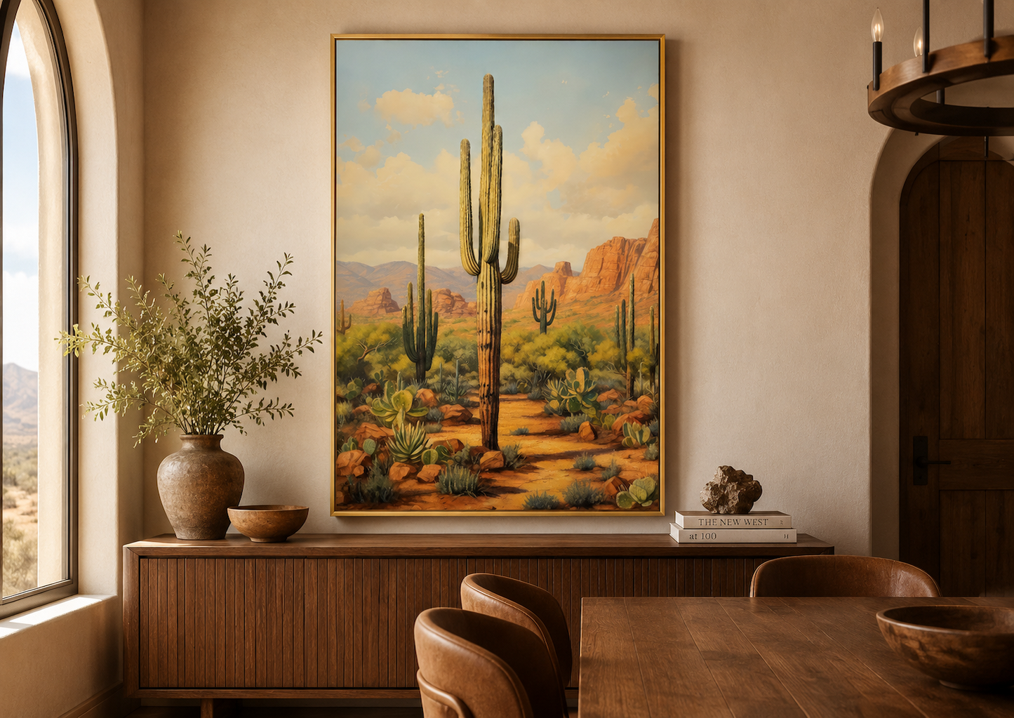 Saguaro Cactus in Arizona Desert Framed Canvas Wall Art