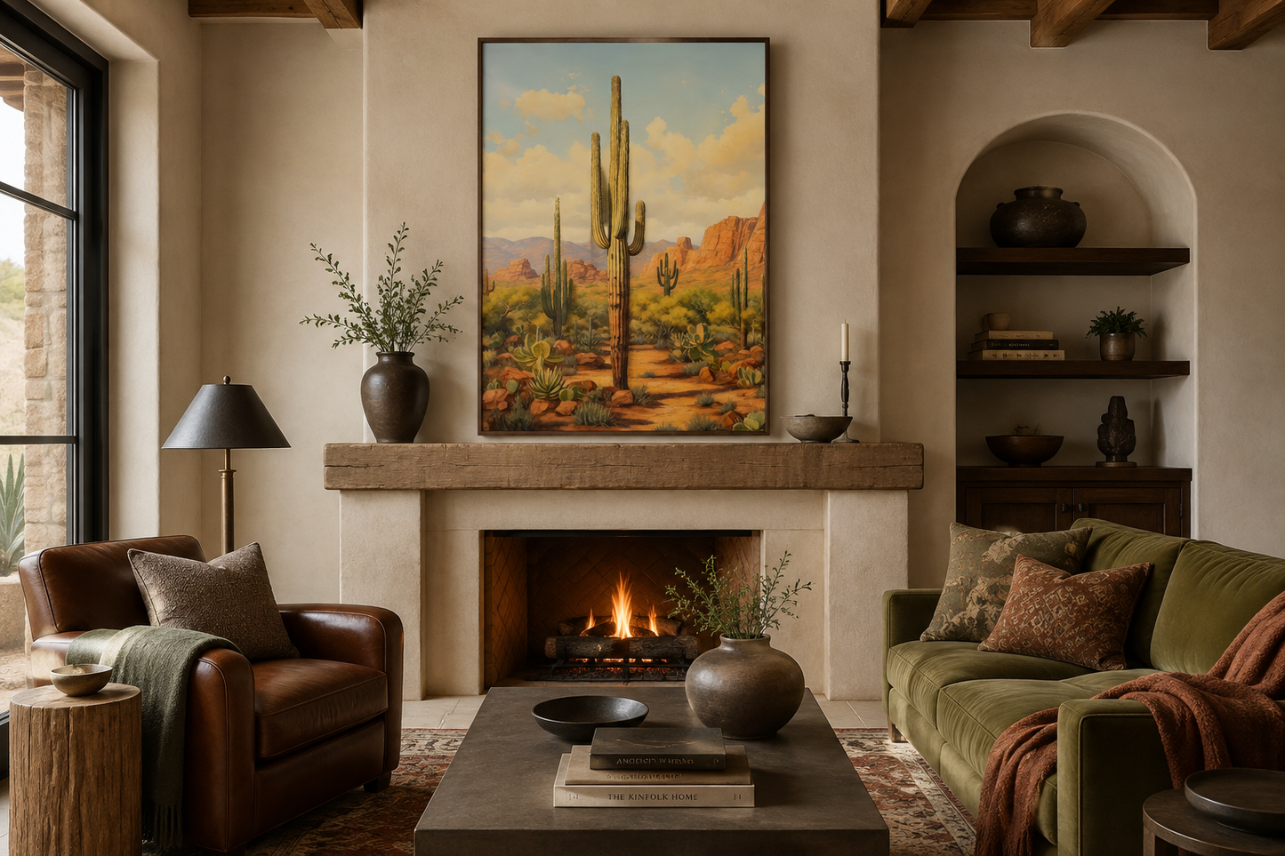 Saguaro Cactus in Arizona Desert Framed Canvas Wall Art
