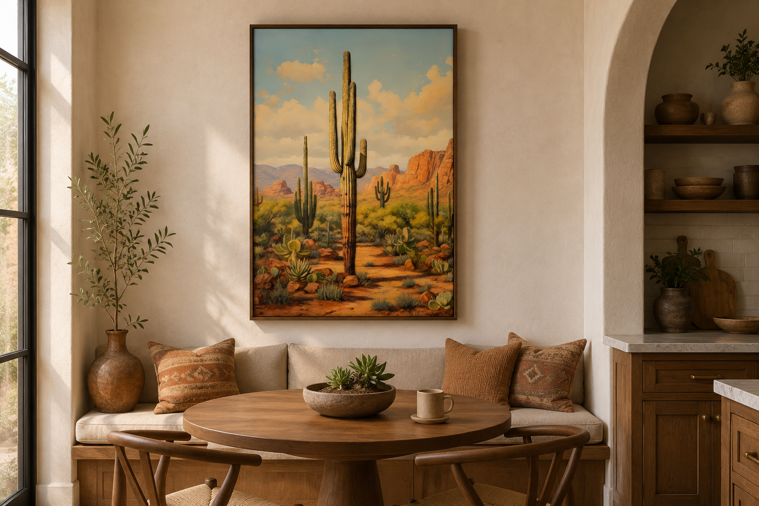 Saguaro Cactus in Arizona Desert Framed Canvas Wall Art