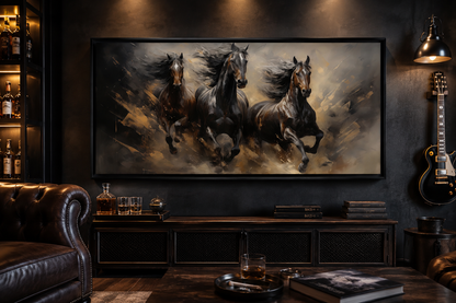 Three Horses Running Extra Large Canvas Wall Art