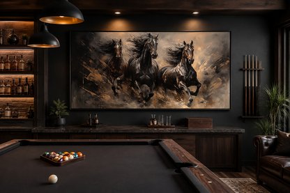 Three Horses Running Extra Large Canvas Wall Art