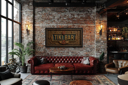 Tiki Bar Framed Sign Canvas Wall Art