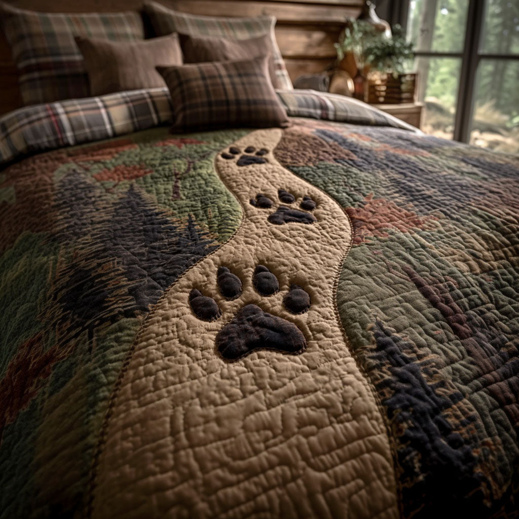 Timber Paw Trail 3-Piece Quilted Bedding Set - Single (59" x 70")