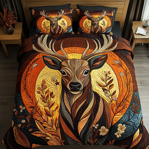 Timber Stag 3-Piece Quilted Bedding Set - Single (59" x 70")