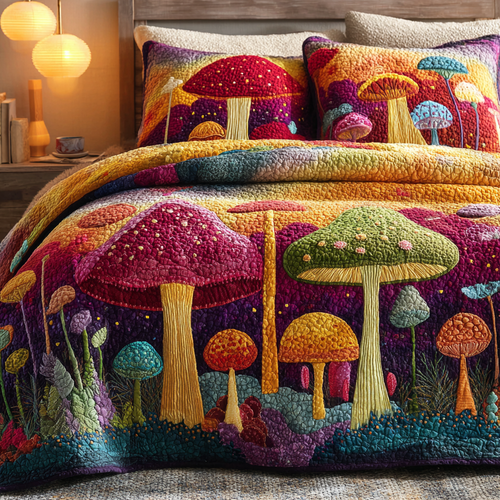 Toadstool Trails 3-Piece Quilted Bedding Set - Single (59" x 70")