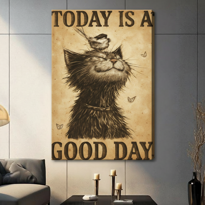 Today Is A Good Day Black Cat Canvas Print Wall Art